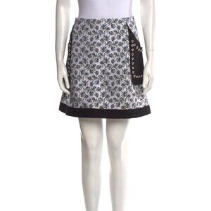 Giambattista Valli Studded Floral Jacquard Mini Skirt Blue Grey White  Sz XS 40